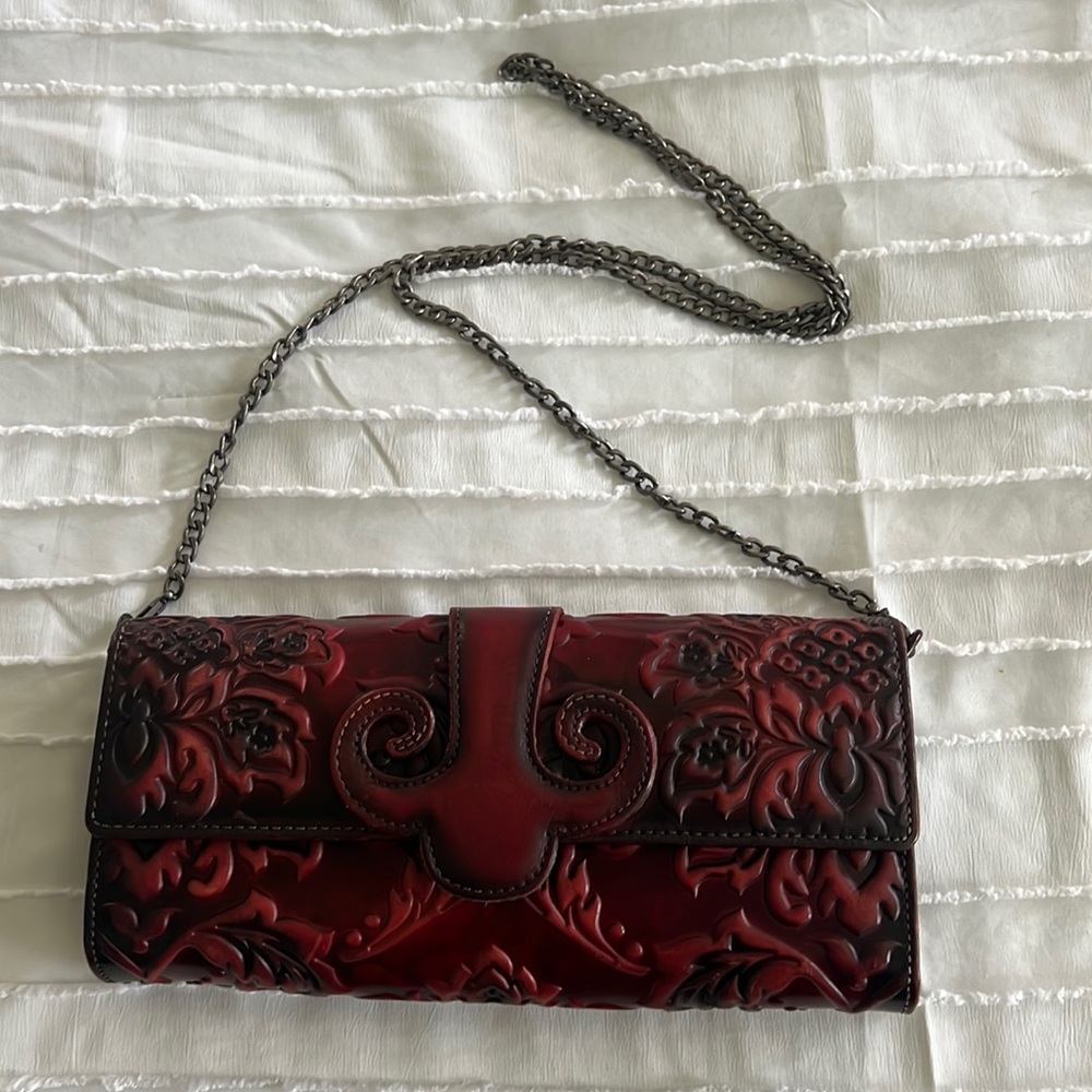 Hand Tooled Leather Clutch Purse